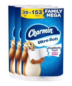 Ultra Soft Cushiony Touch Toilet Paper [30 Family Mega = 153 Regular Rolls]